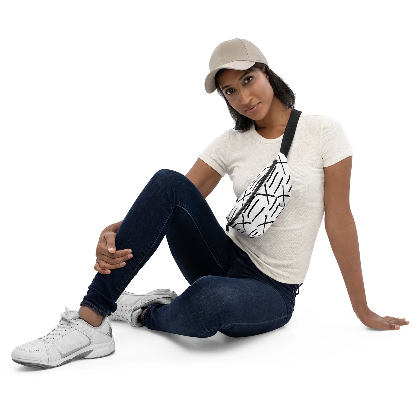 Mud Cloth Inspired Print - White and Black - Fanny Pack