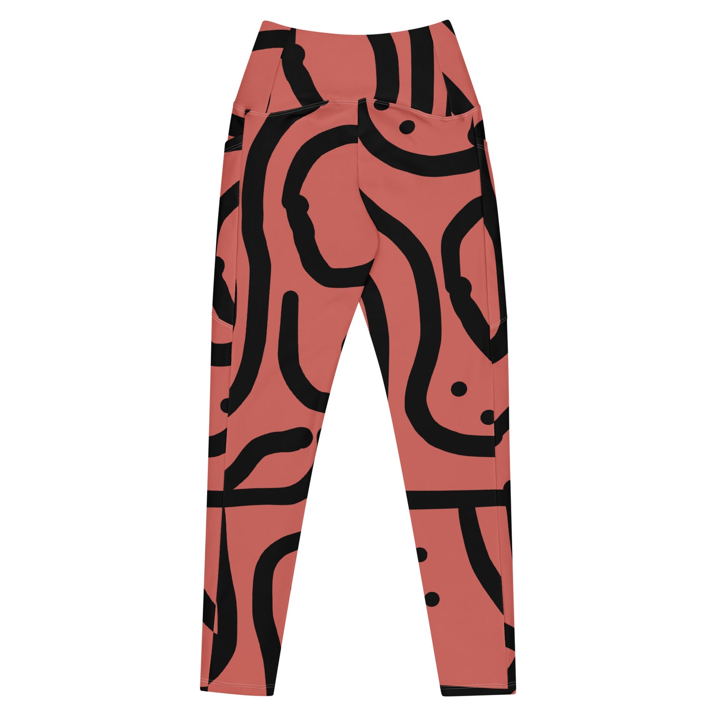 Bantu Print - Rosy Pink - Crossover leggings with pockets