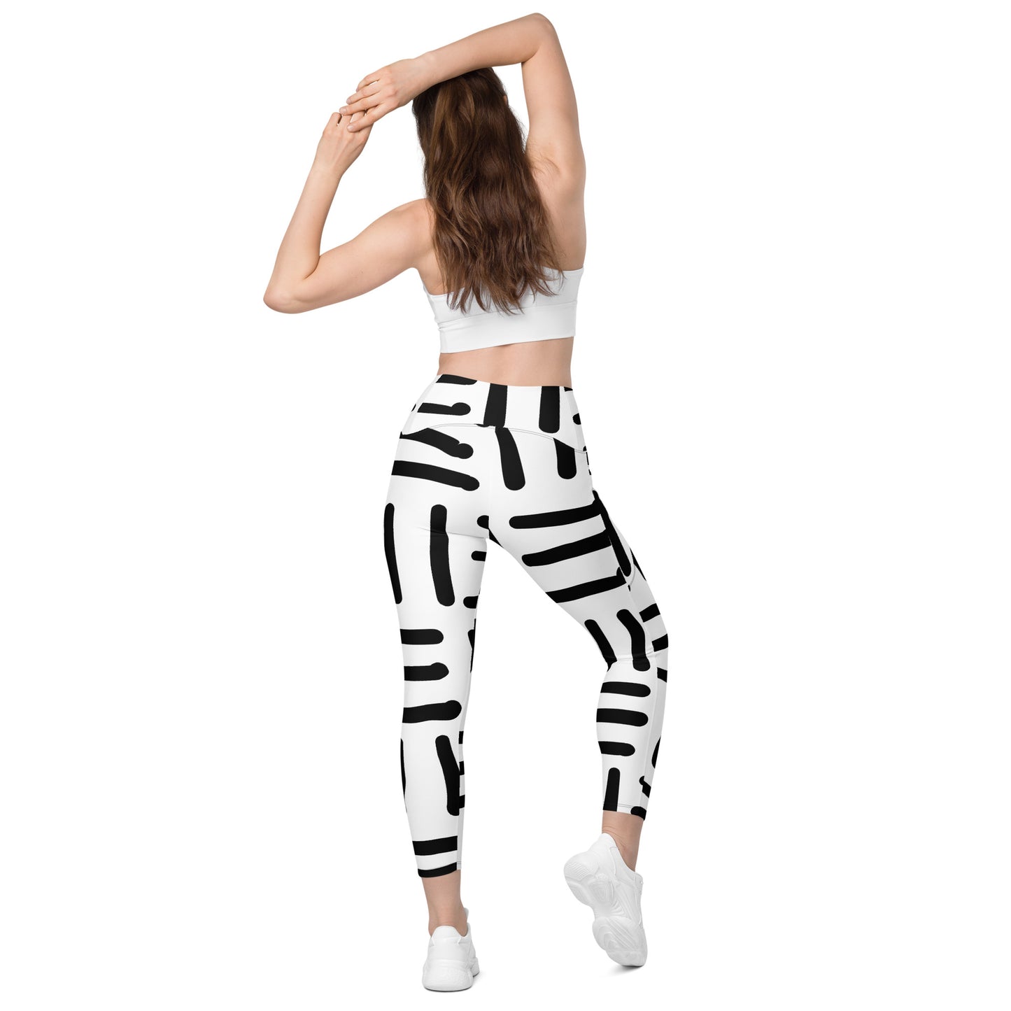 Bespoke Prints - White  and Black -Crossover leggings with pockets