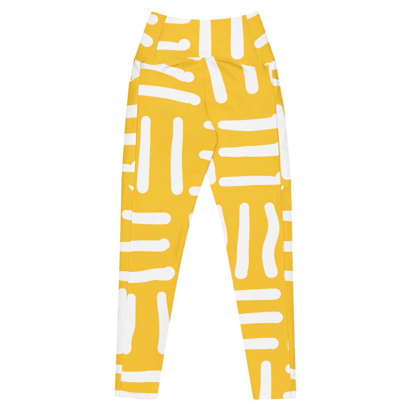 Bespoke Print II - Yellow and White - Crossover leggings with pockets