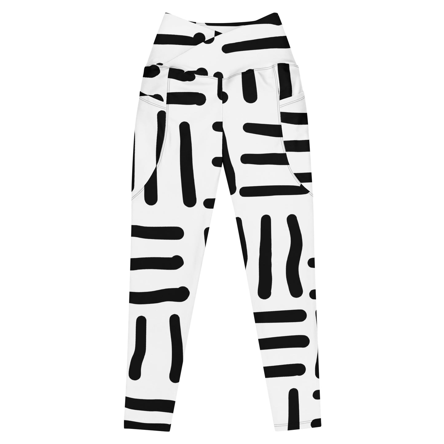 Bespoke Prints - White  and Black -Crossover leggings with pockets