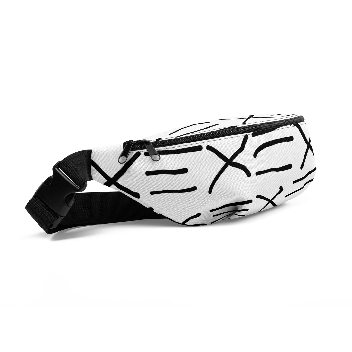 Mud Cloth Inspired Print  - White and Black - Fanny Pack