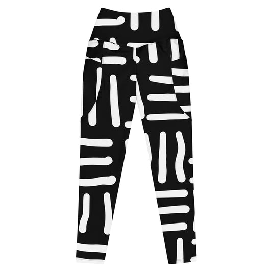 Bespoke Print II - Black and White - Leggings with pockets