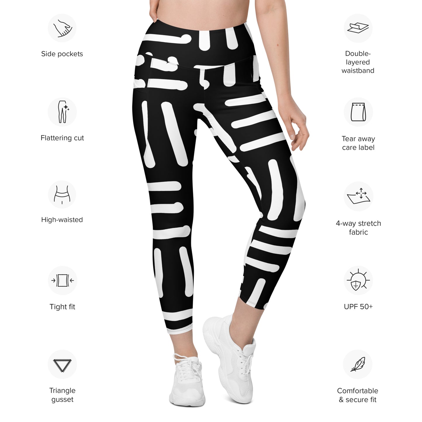 Bespoke Print II - Black and White - Leggings with pockets