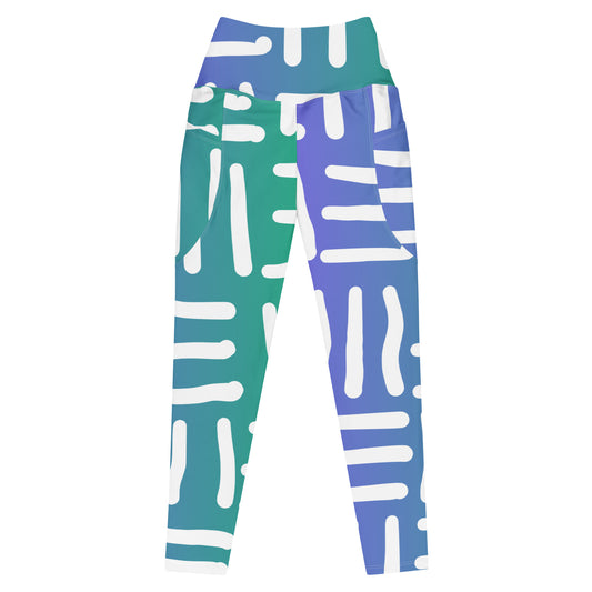 Bespoke Print II - Turquoise and White - Leggings with pockets