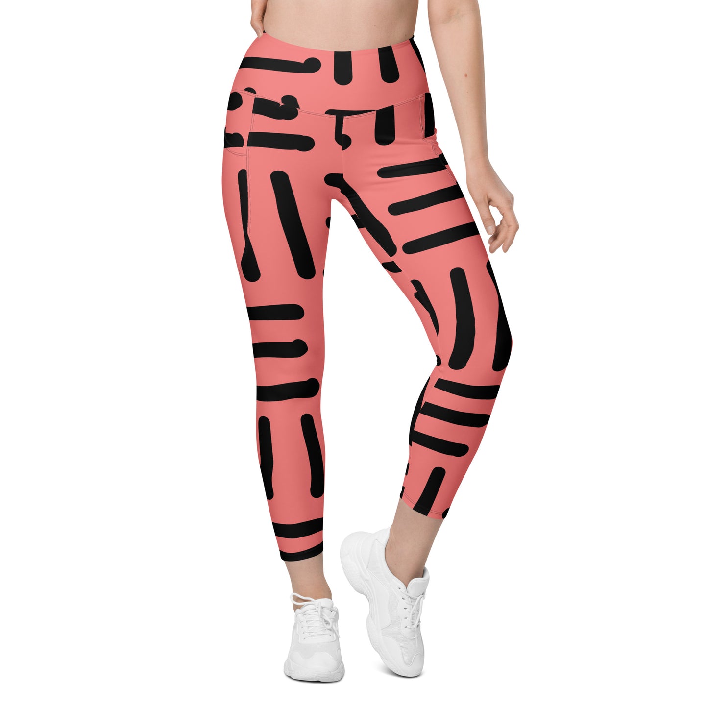 Bespoke Print II- pink and Black -- Leggings with pockets