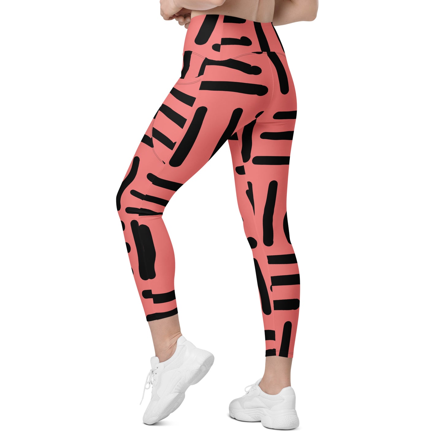 Bespoke Print II- pink and Black -- Leggings with pockets