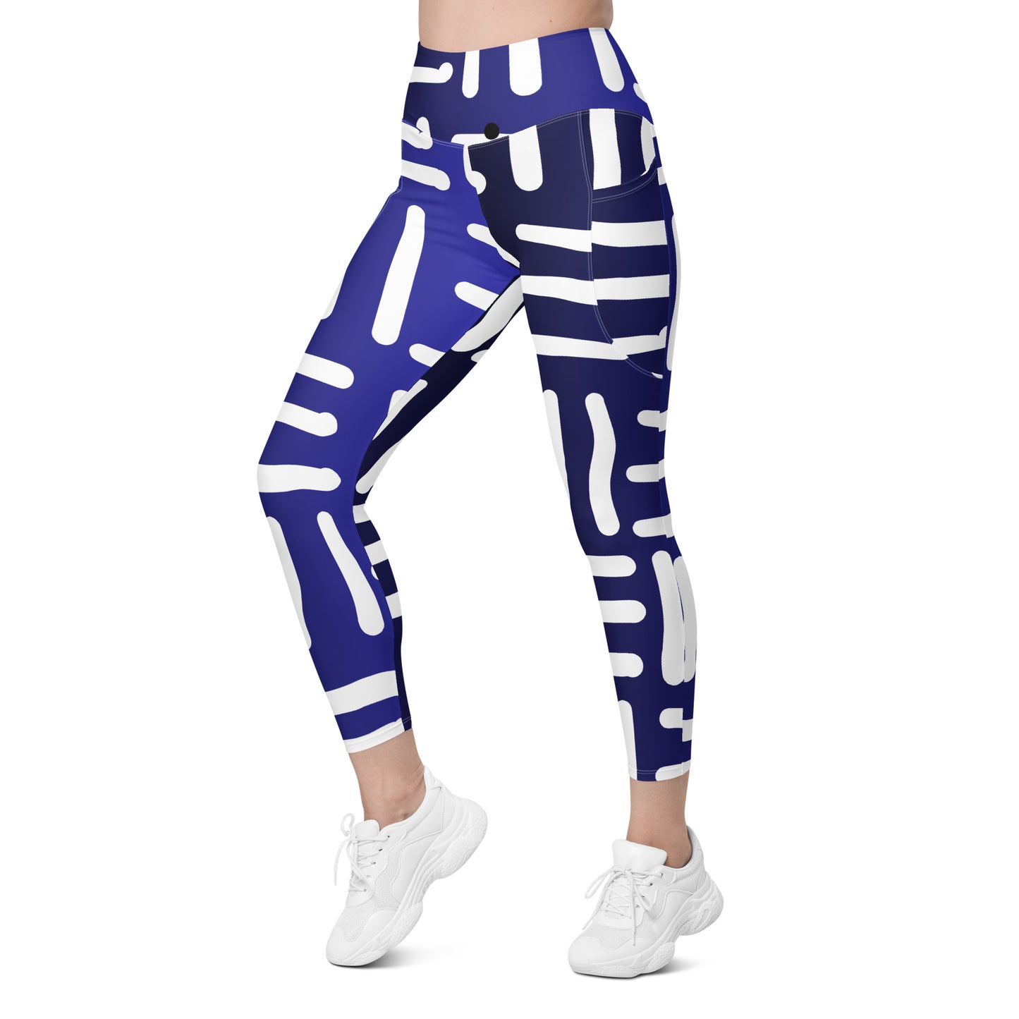 Bespoke Print II - Blue and White - Leggings with pockets