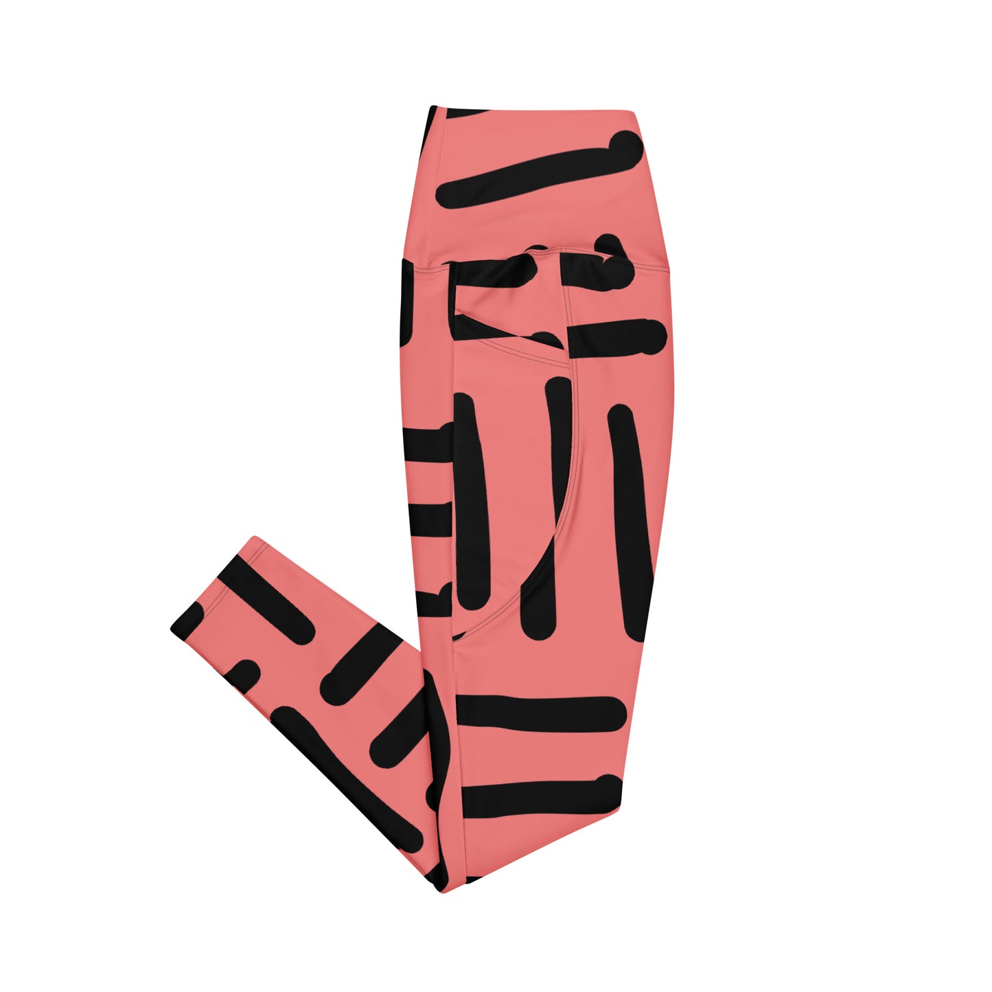 Bespoke Print II- pink and Black -- Leggings with pockets