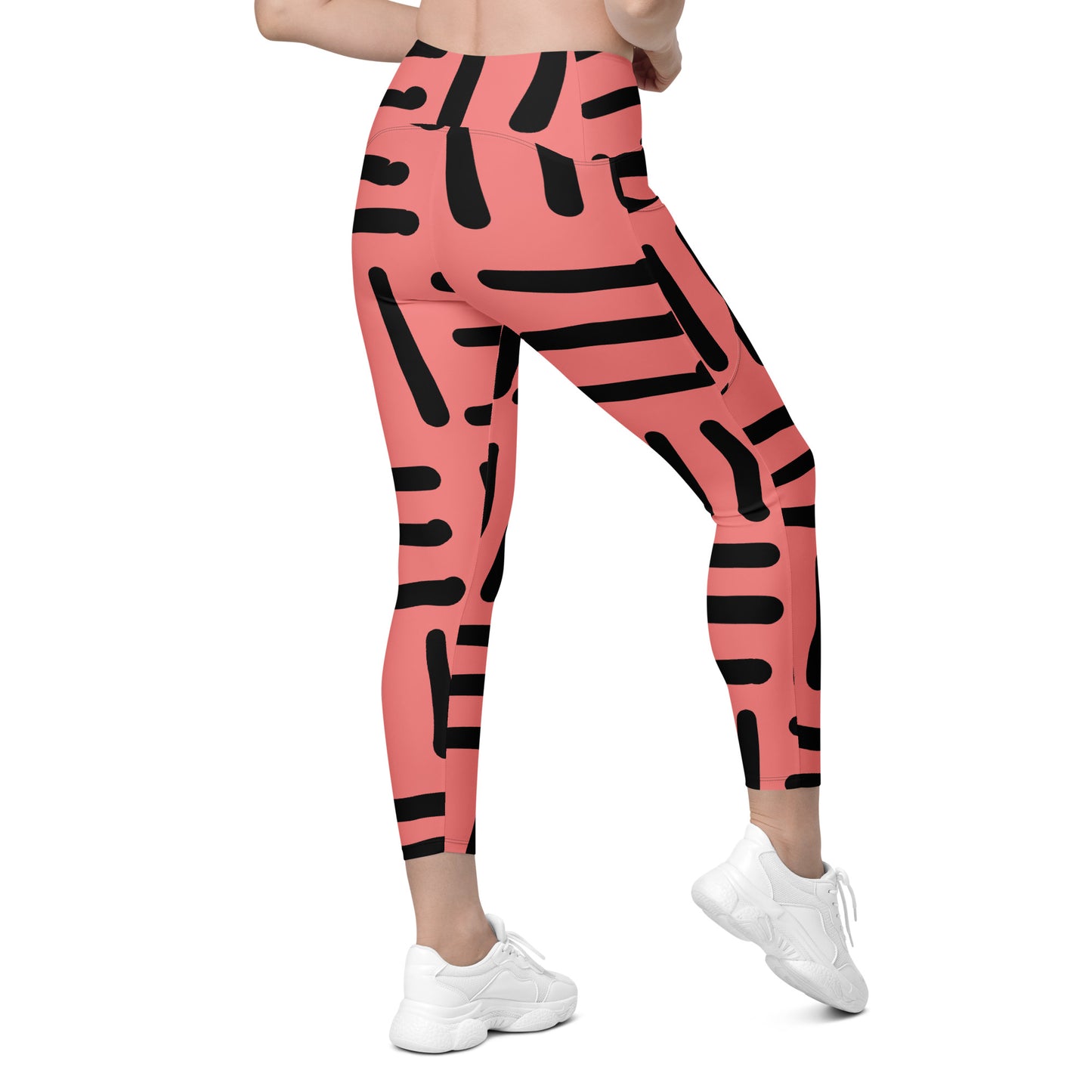 Bespoke Print II- pink and Black -- Leggings with pockets