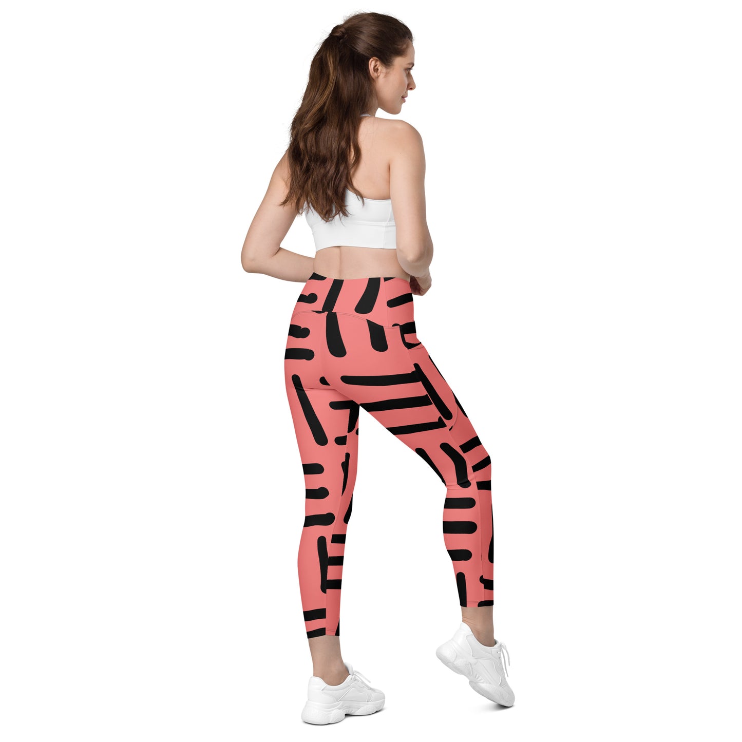 Bespoke Print II- pink and Black -- Leggings with pockets