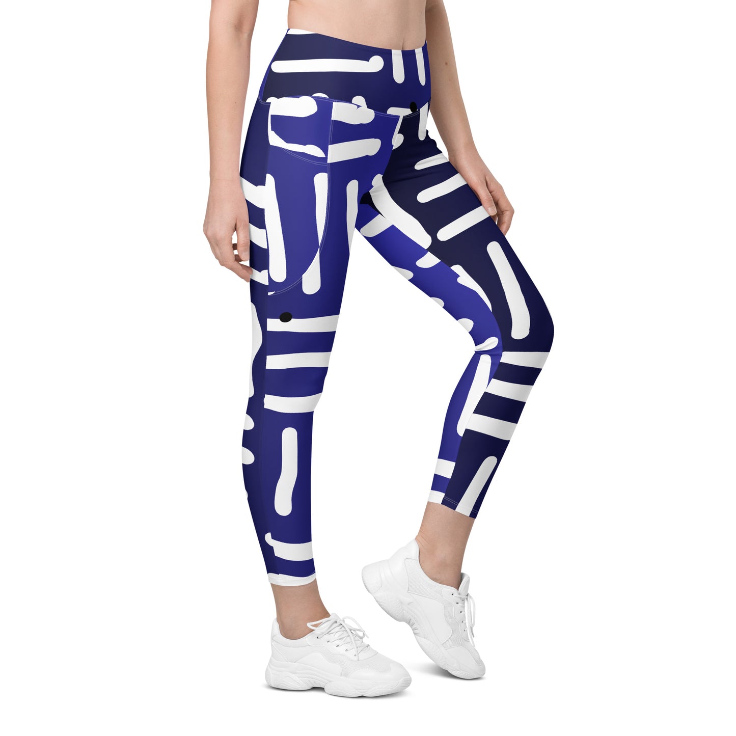 Bespoke Print II - Blue and White - Leggings with pockets