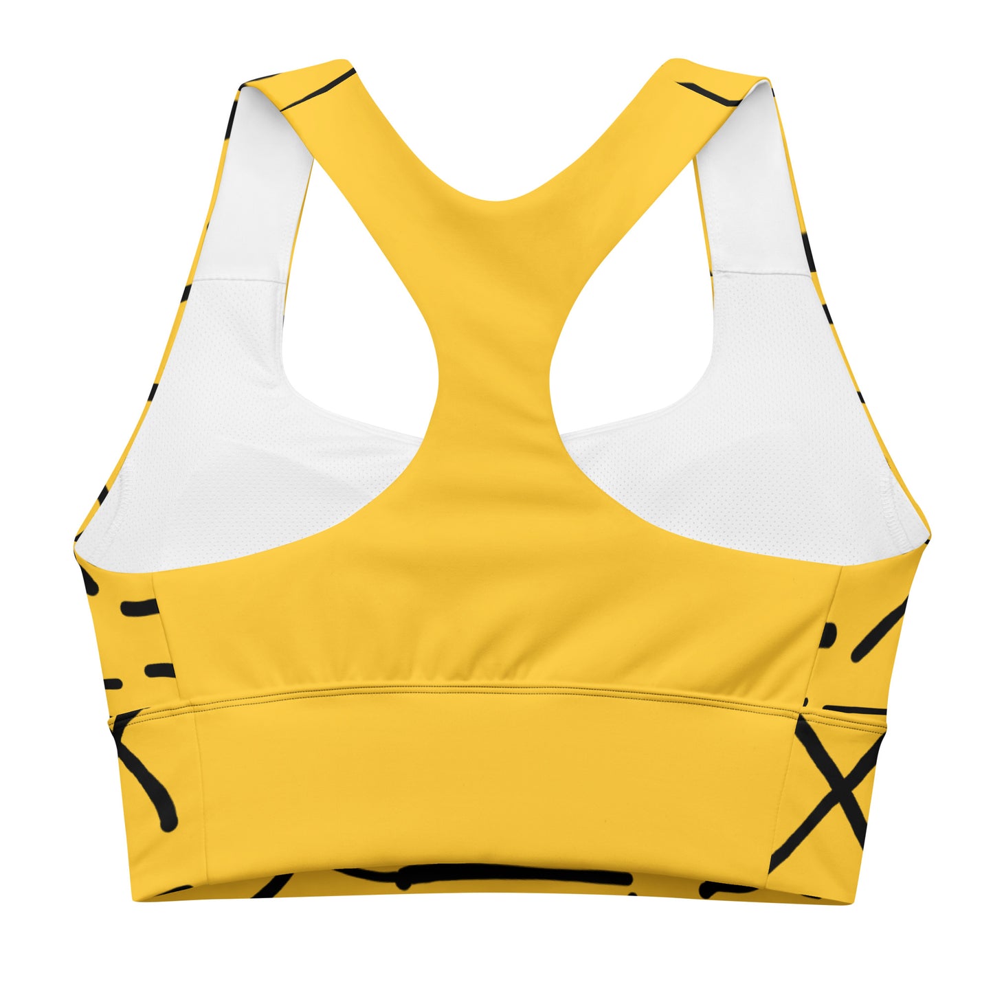 Mud Cloth Inspired Print - Yellow - Longline sports bra