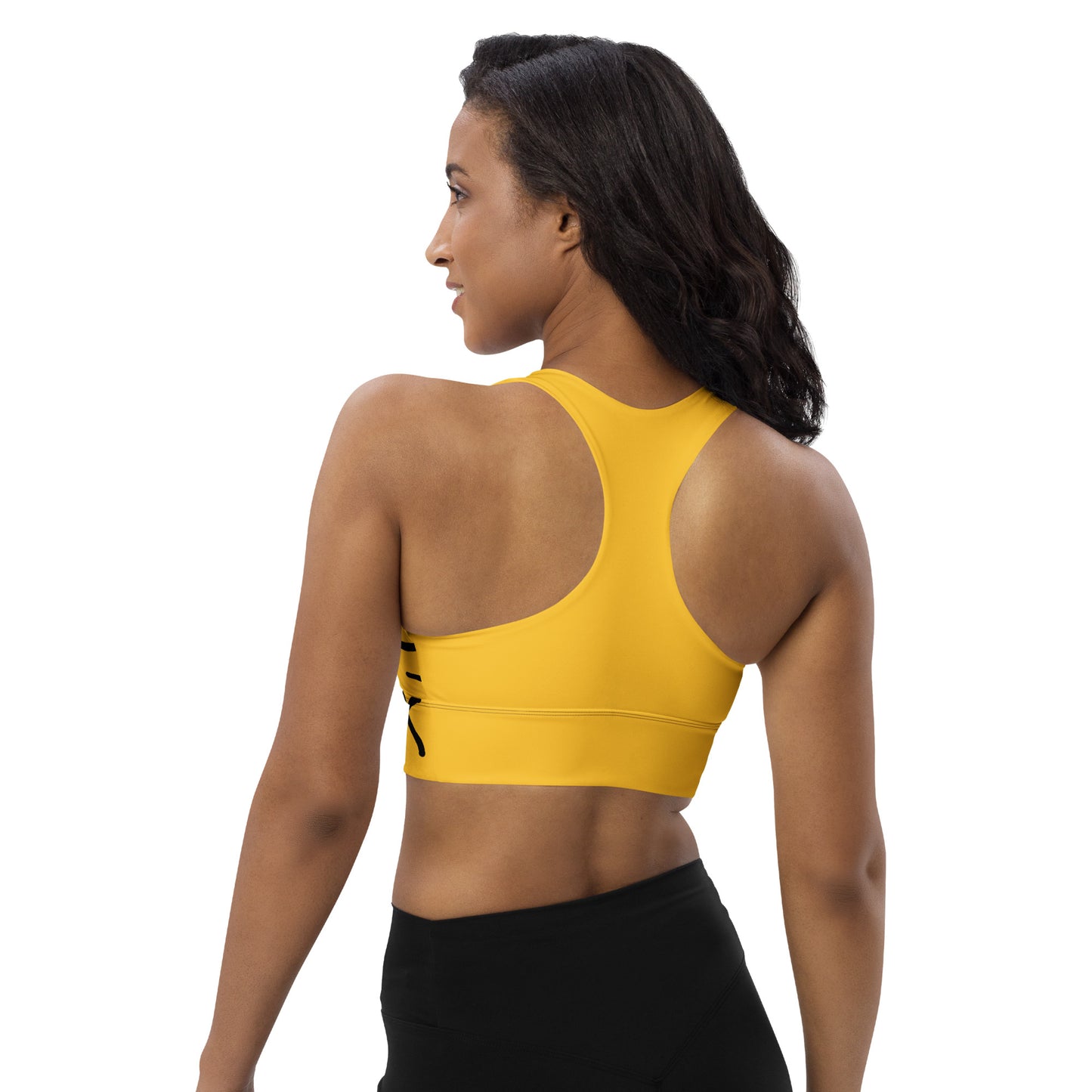 Mud Cloth Inspired Print - Yellow - Longline sports bra