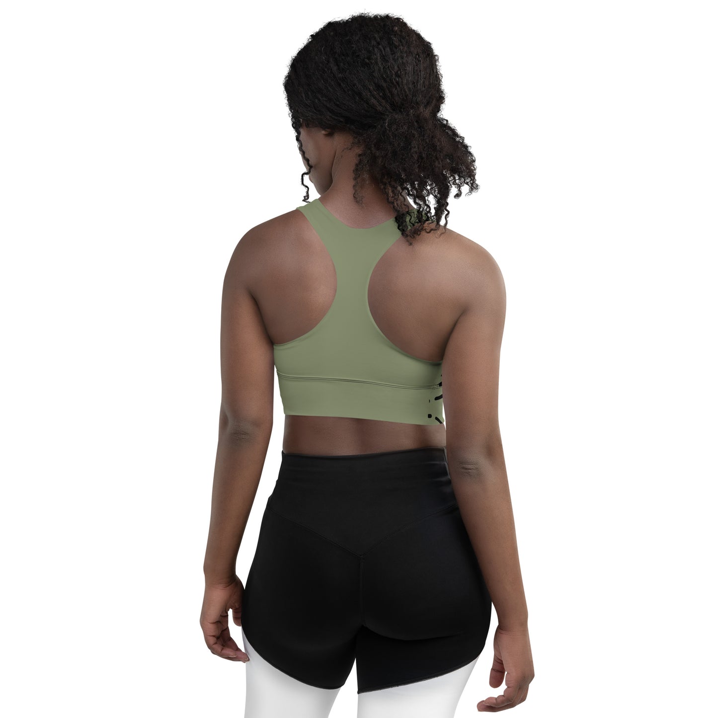 Mud Cloth Inspired Print - Green - Longline sports bra