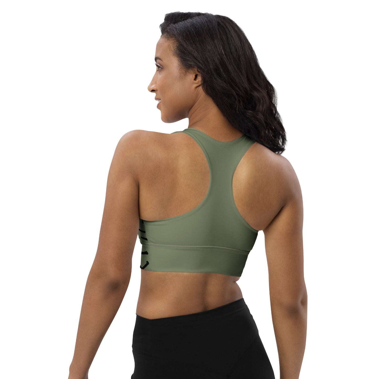 Mud Cloth Inspired Print - Green - Longline sports bra