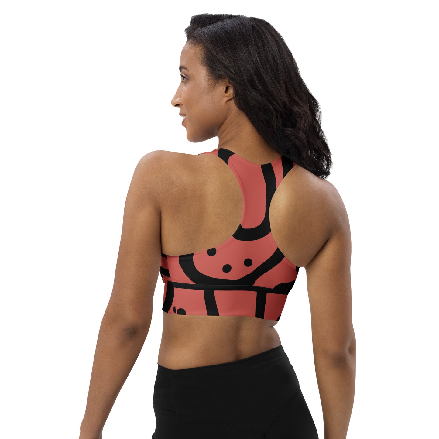 Bespoke Curvy Print - Rosy Pink - Longline sports bra