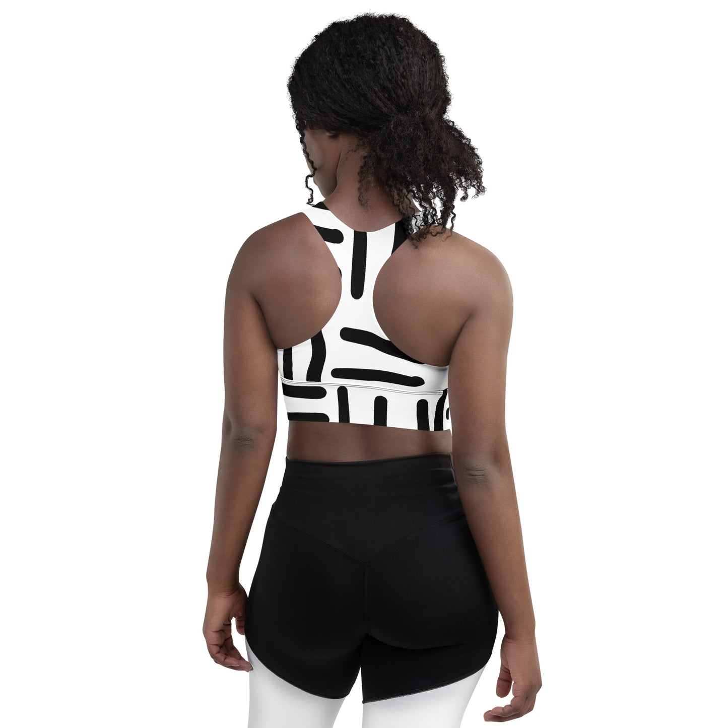 Bespoke Print ll - Black and White - Longline sports bra