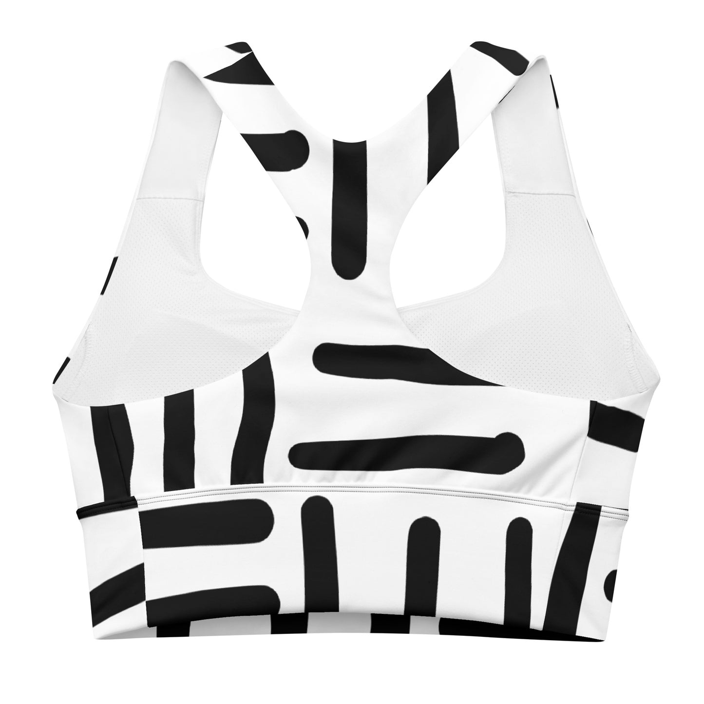 Bespoke Print ll - Black and White - Longline sports bra