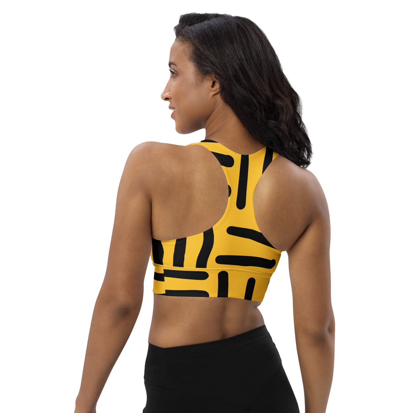 Bespoke Prints - Yellow and Black- Longline sports bra