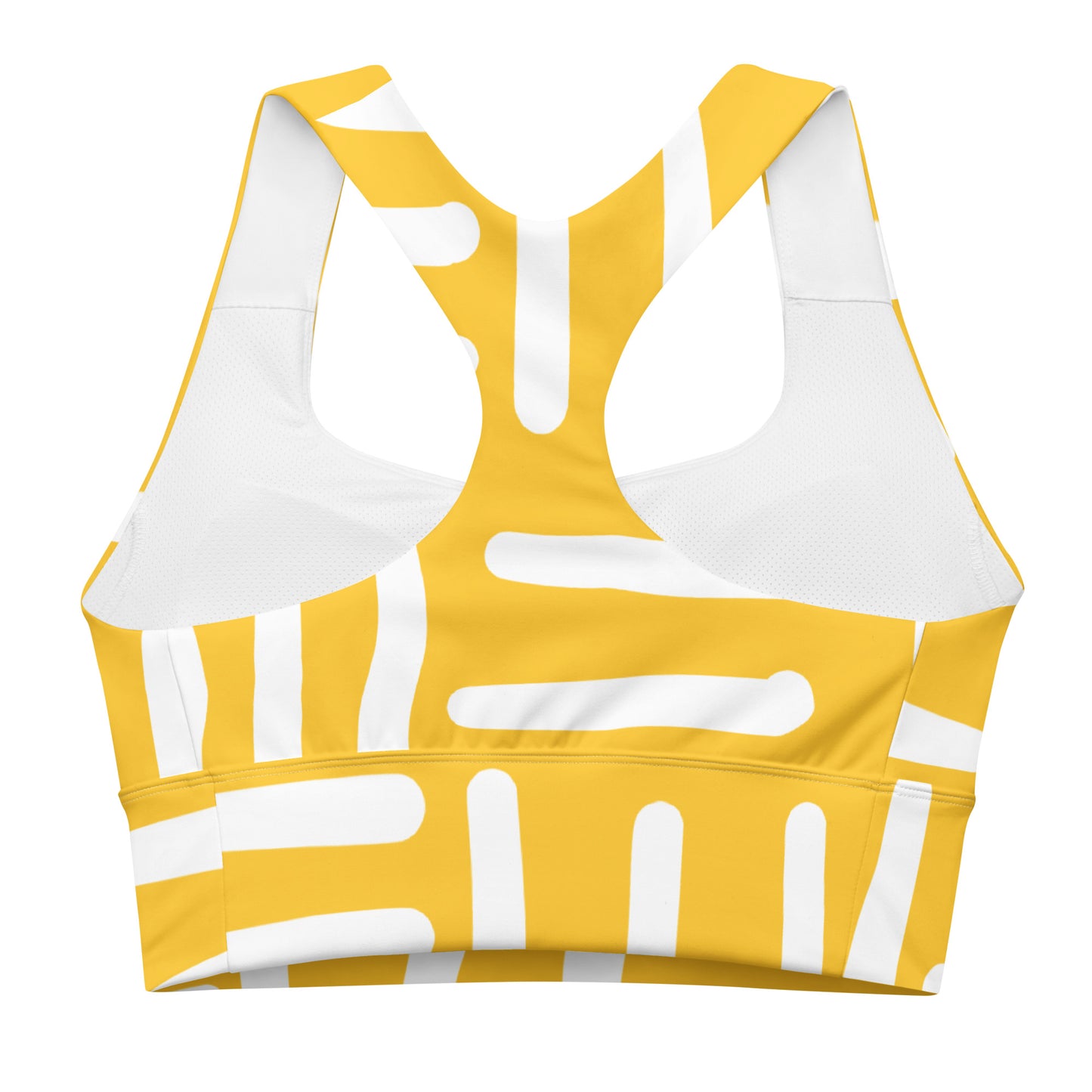 Bespoke Print II - Yellow and White - Longline sports bra