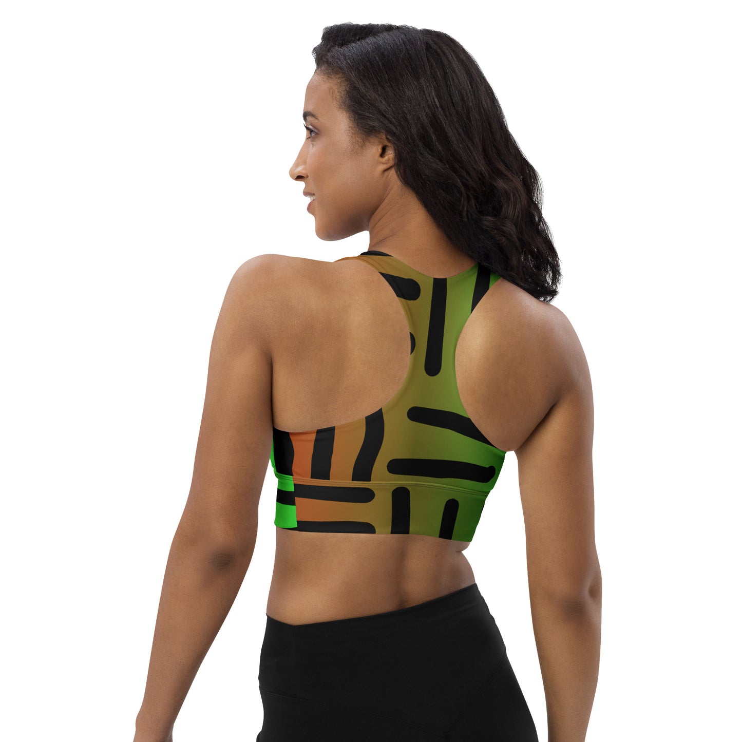 JUNETEENTH Bespoke Prints II - Black, Red, Green - Longline sports bra