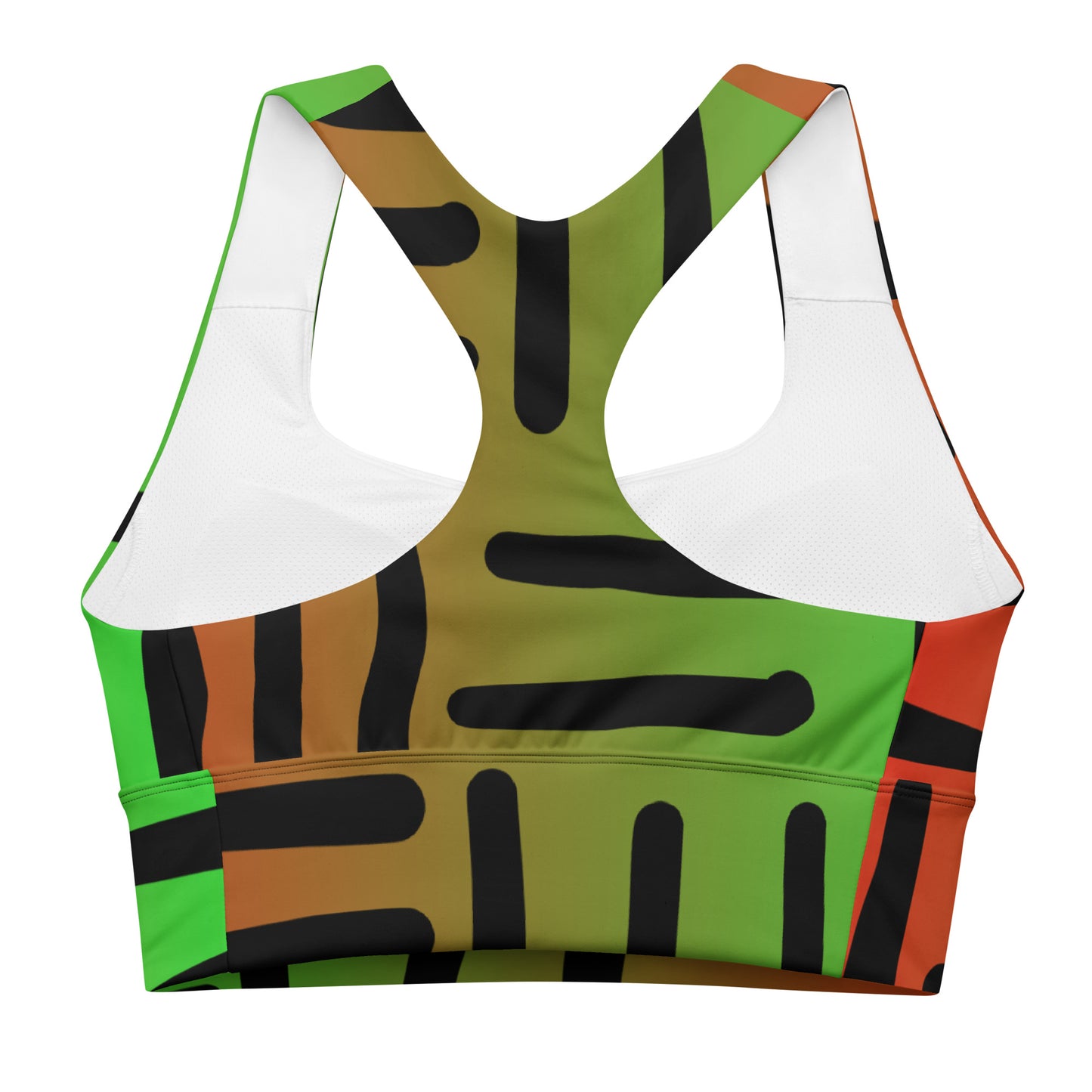 JUNETEENTH Bespoke Prints II - Black, Red, Green - Longline sports bra