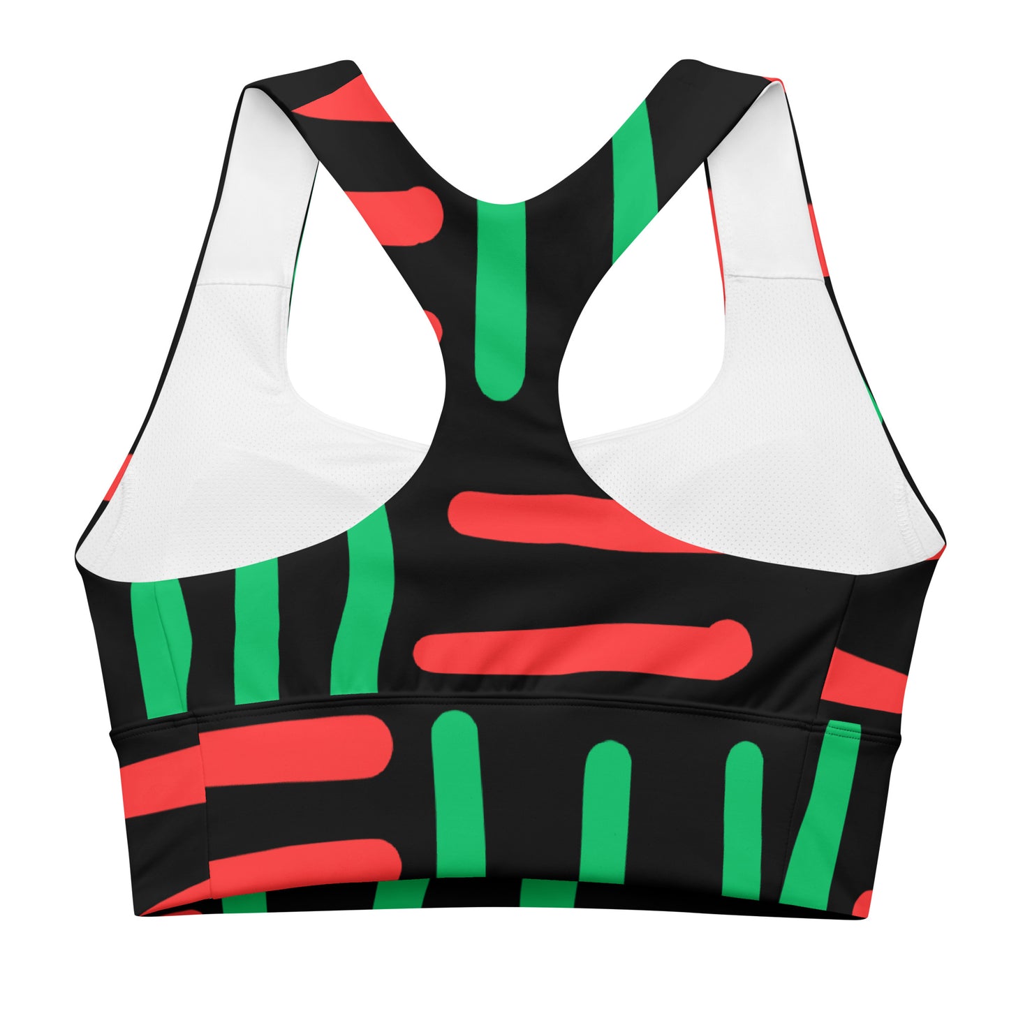 JUNETEENTH - Bespoke Prints II - Black, Red, Green - Longline sports bra