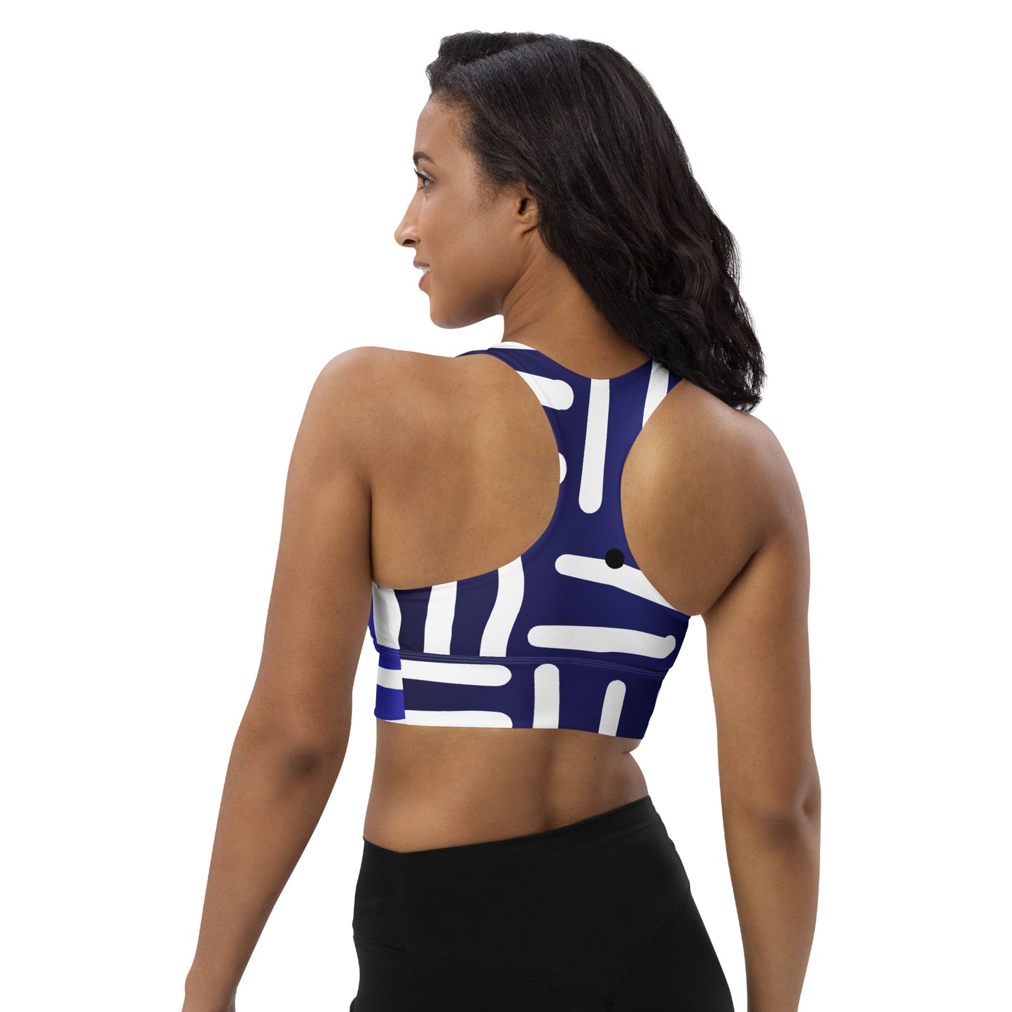 Bespoke Prints II - Blue and WhiteLongline sports bra