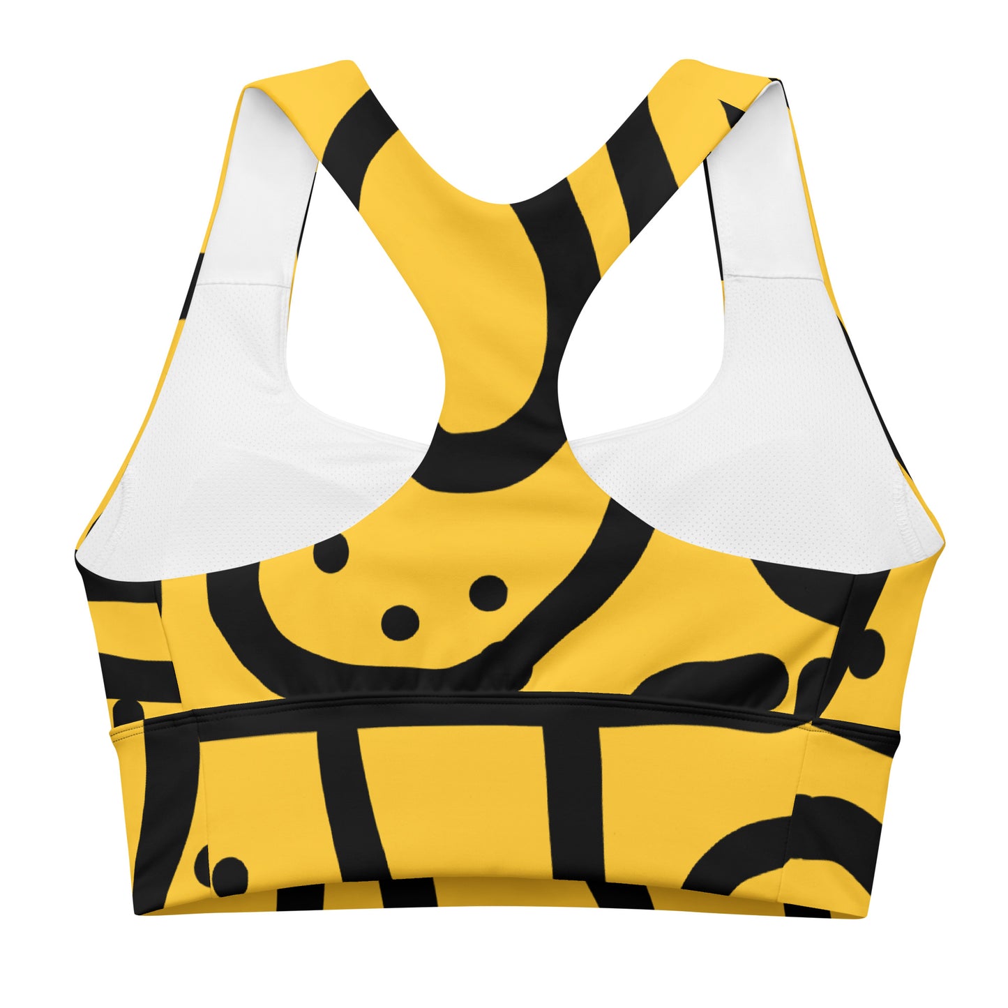 Bantu Print - Yellow Black - Longline sports bra