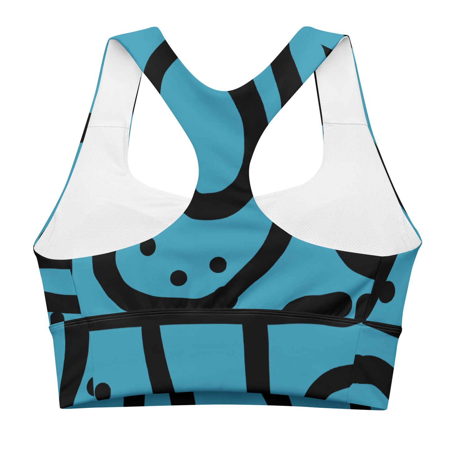 Bantu Print - Blue and Black Longline sports bra