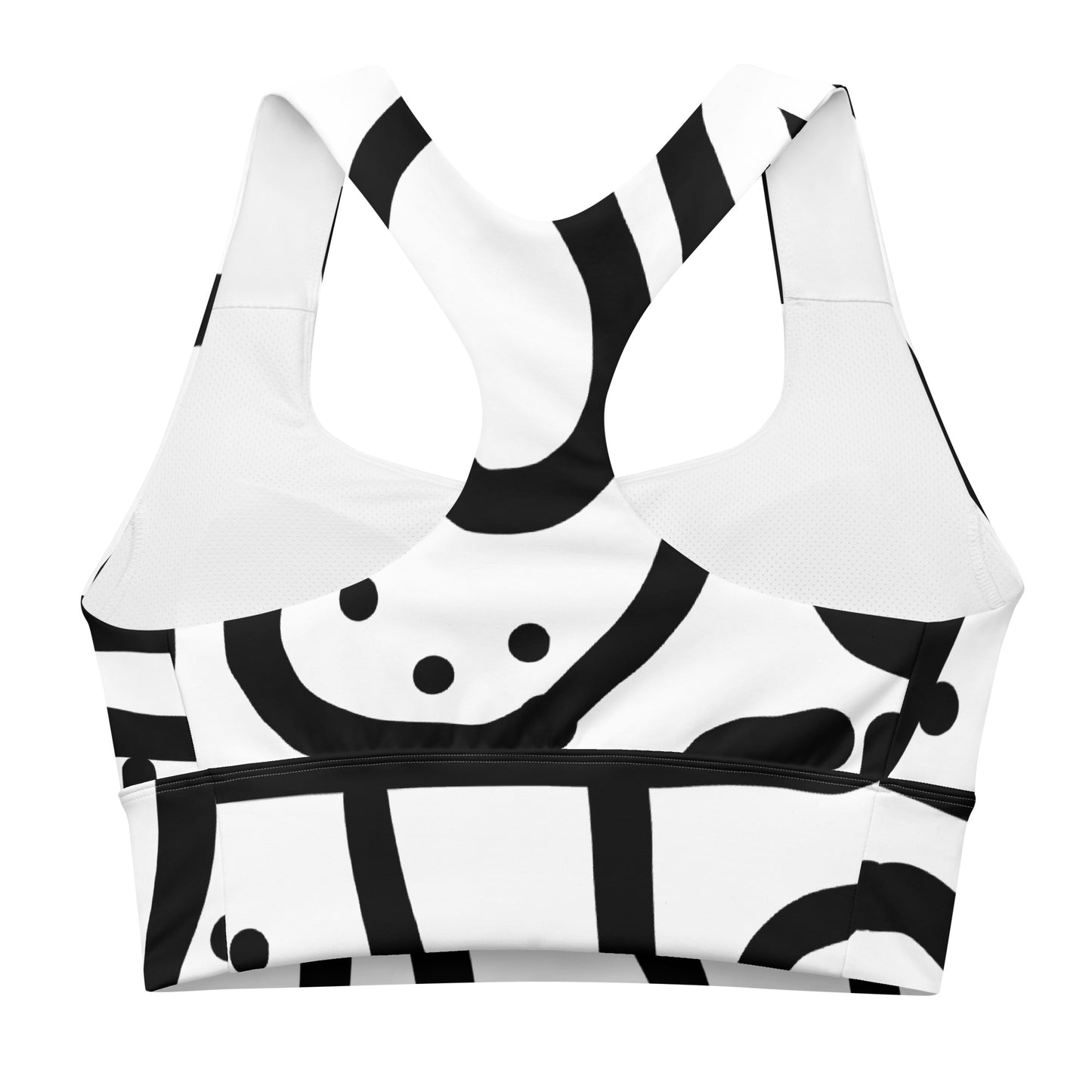 Bantu Print - White and Black - Longline sports bra