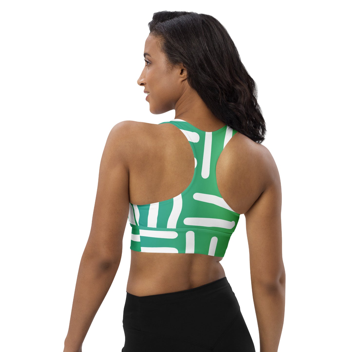 Bespoke Print II - Violet and Green - Longline sports bra