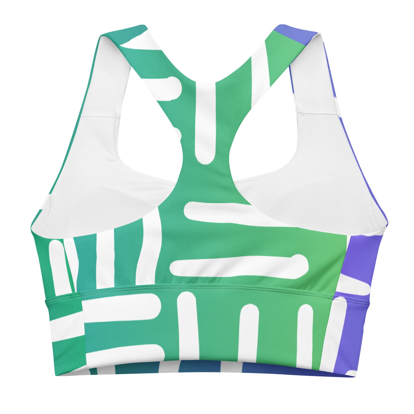 Bespoke Print II - Violet and Green - Longline sports bra