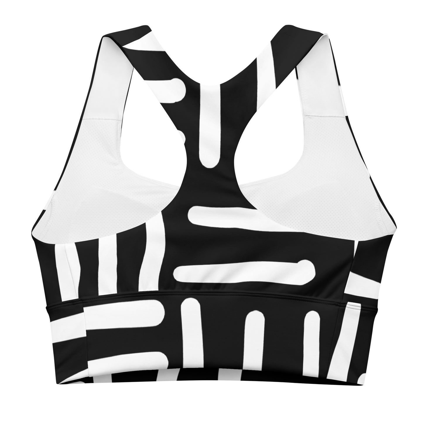 Bespoke Print II - Black and White - Longline sports bra