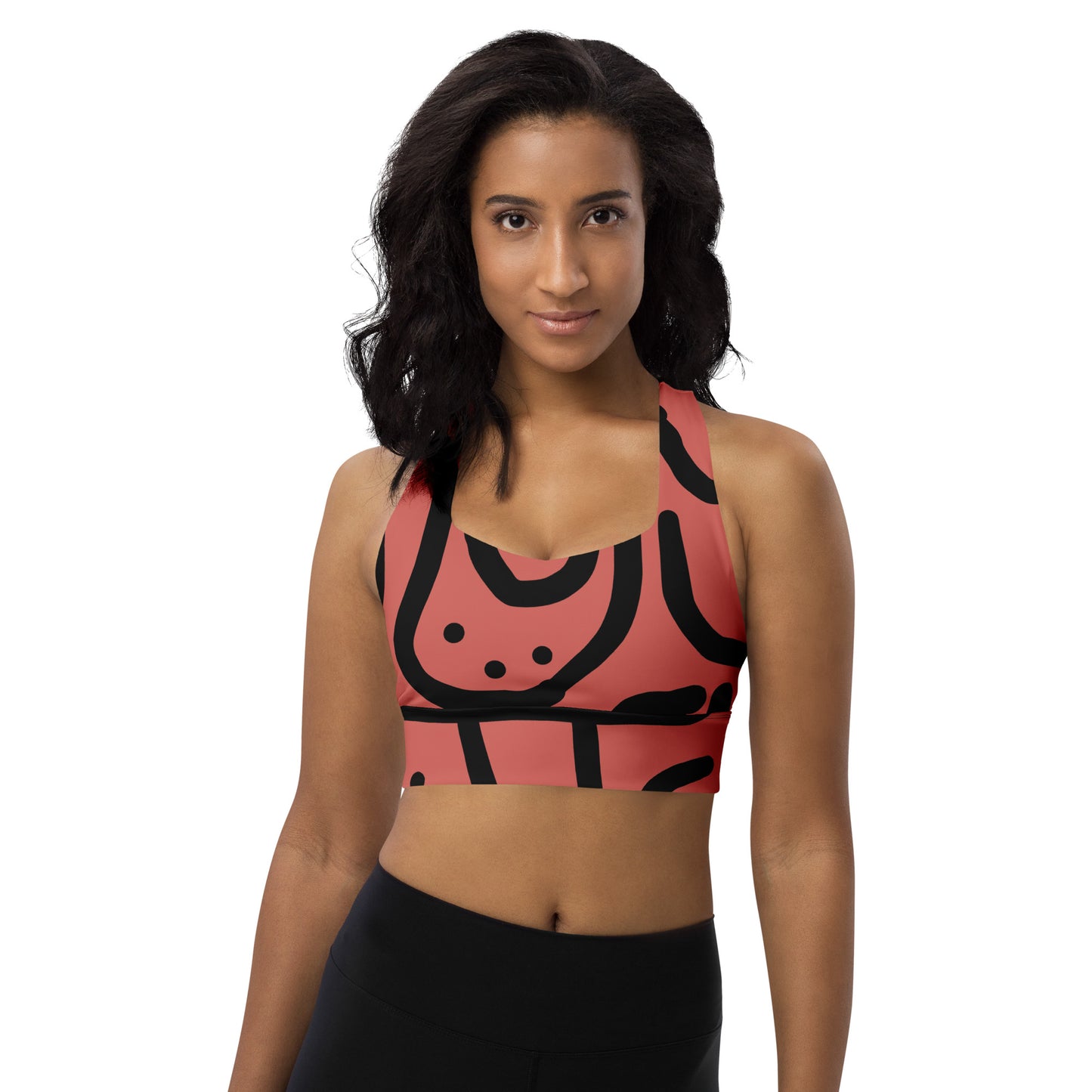 Bespoke Curvy Print - Rosy Pink - Longline sports bra