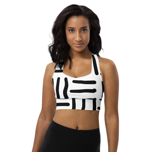 Bespoke Print ll - Black and White - Longline sports bra