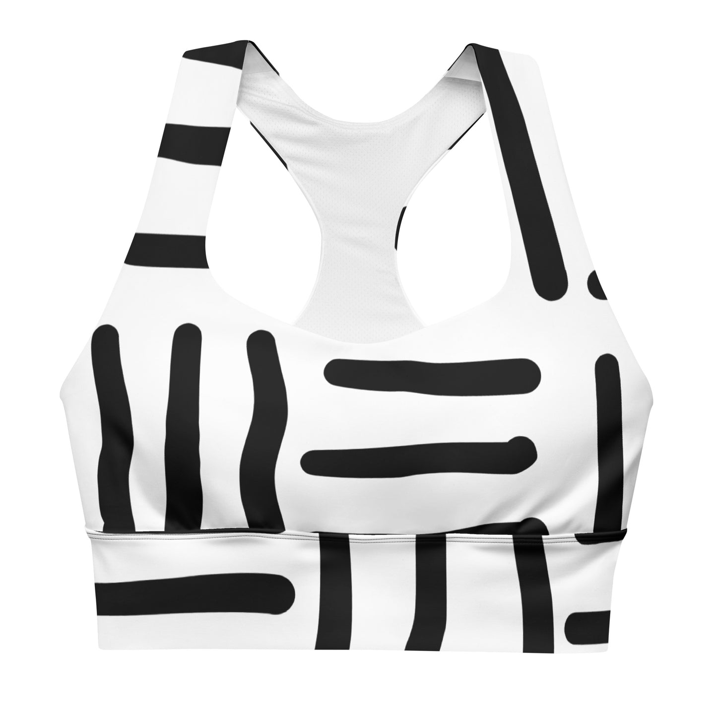 Bespoke Print ll - Black and White - Longline sports bra