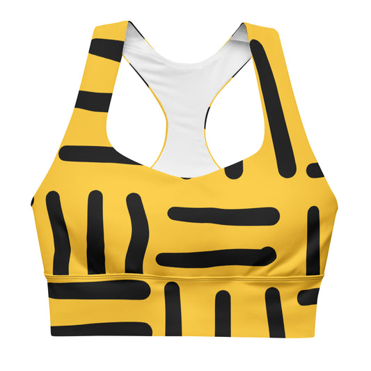 Bespoke Prints - Yellow and Black- Longline sports bra