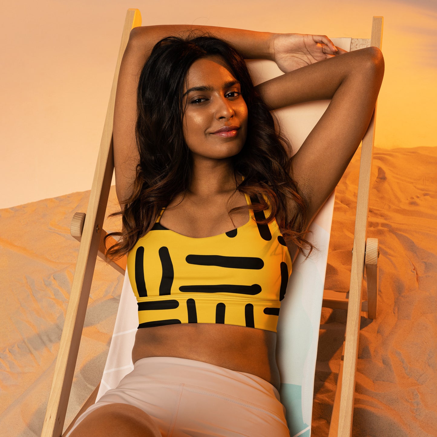 Bespoke Prints - Yellow and Black- Longline sports bra