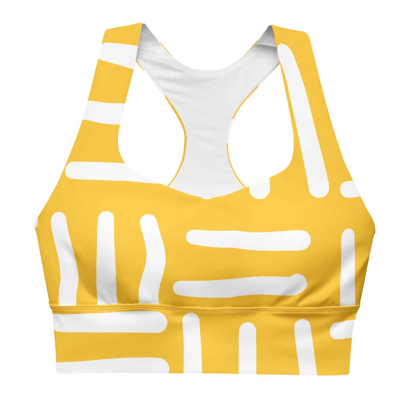 Bespoke Print II - Yellow and White - Longline sports bra