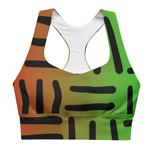 JUNETEENTH Bespoke Prints II - Black, Red, Green - Longline sports bra