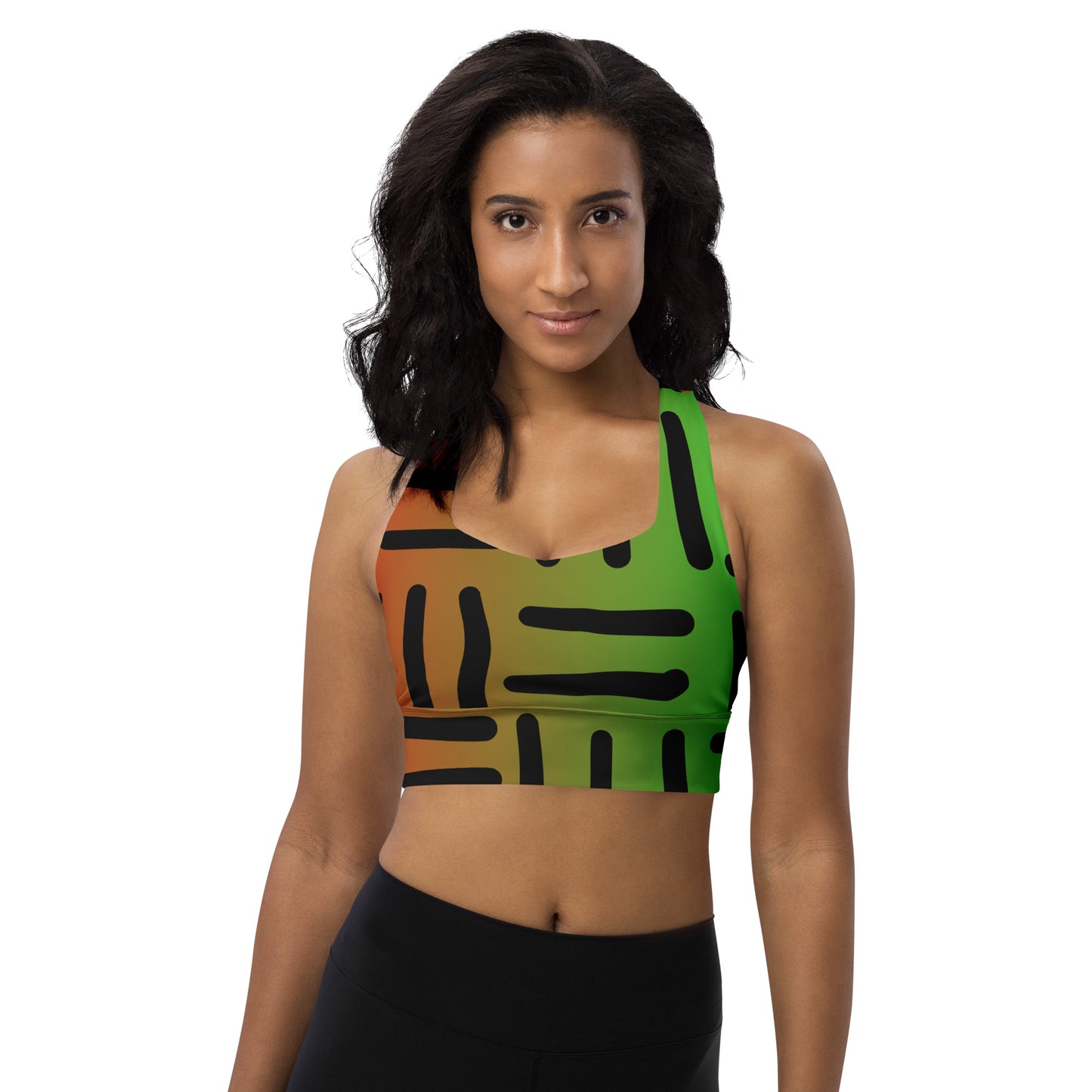 JUNETEENTH Bespoke Prints II - Black, Red, Green - Longline sports bra