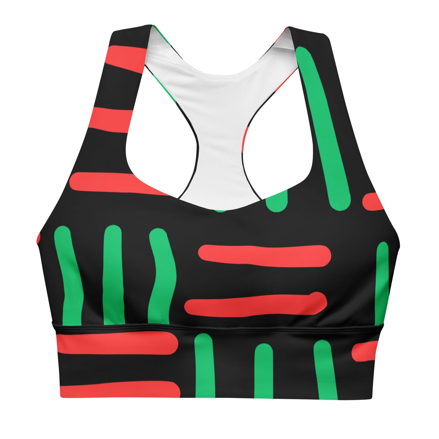 JUNETEENTH - Bespoke Prints II - Black, Red, Green - Longline sports bra