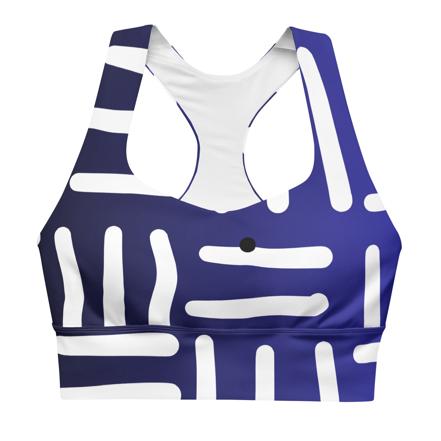 Bespoke Prints II - Blue and WhiteLongline sports bra