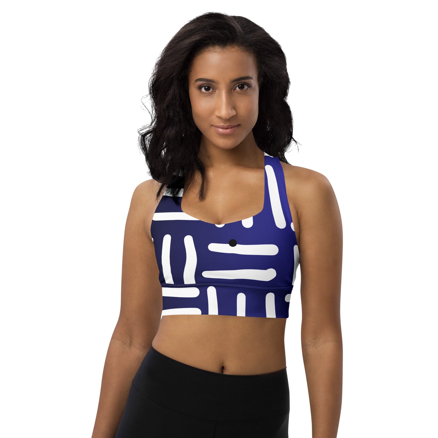 Bespoke Prints II - Blue and WhiteLongline sports bra