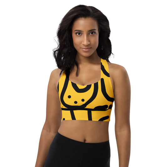 Bantu Print - Yellow Black - Longline sports bra