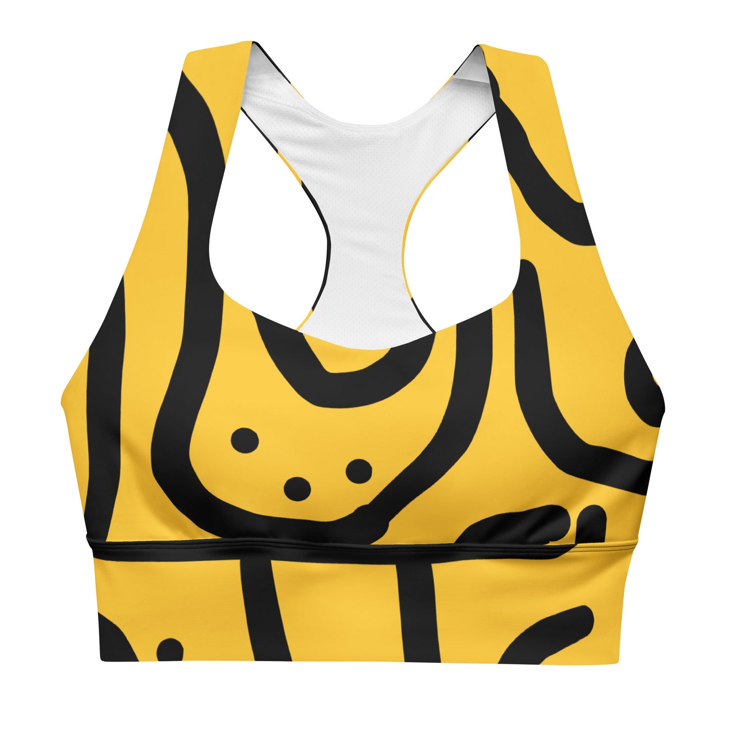 Bantu Print - Yellow Black - Longline sports bra