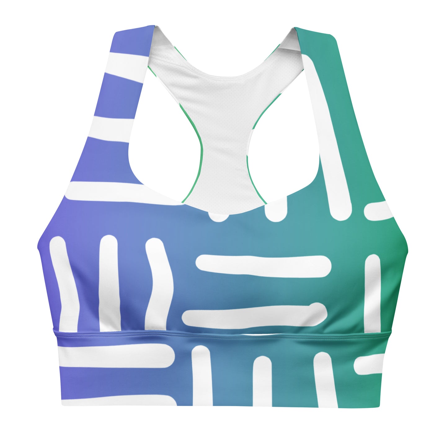 Bespoke Print II - Violet and Green - Longline sports bra