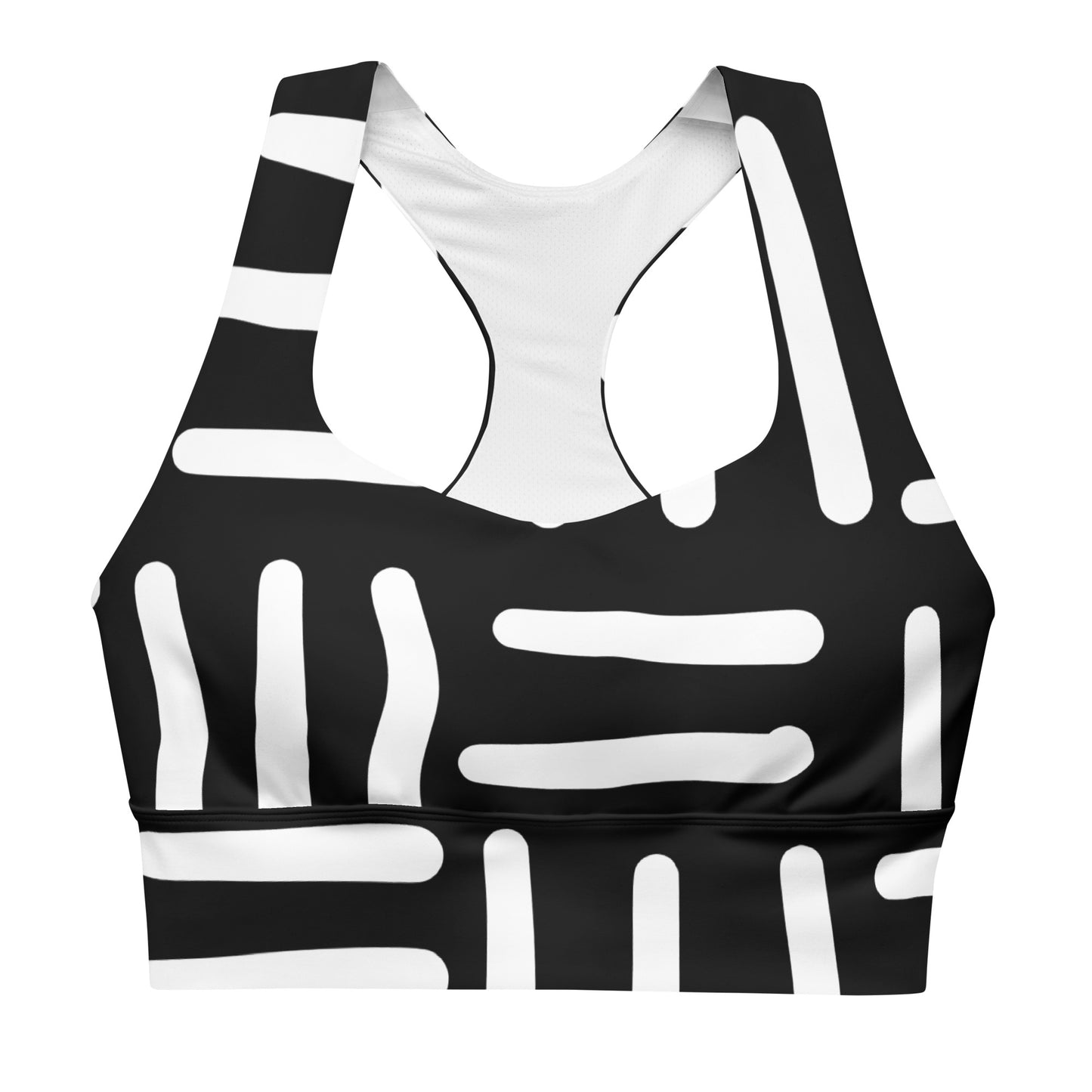 Bespoke Print II - Black and White - Longline sports bra